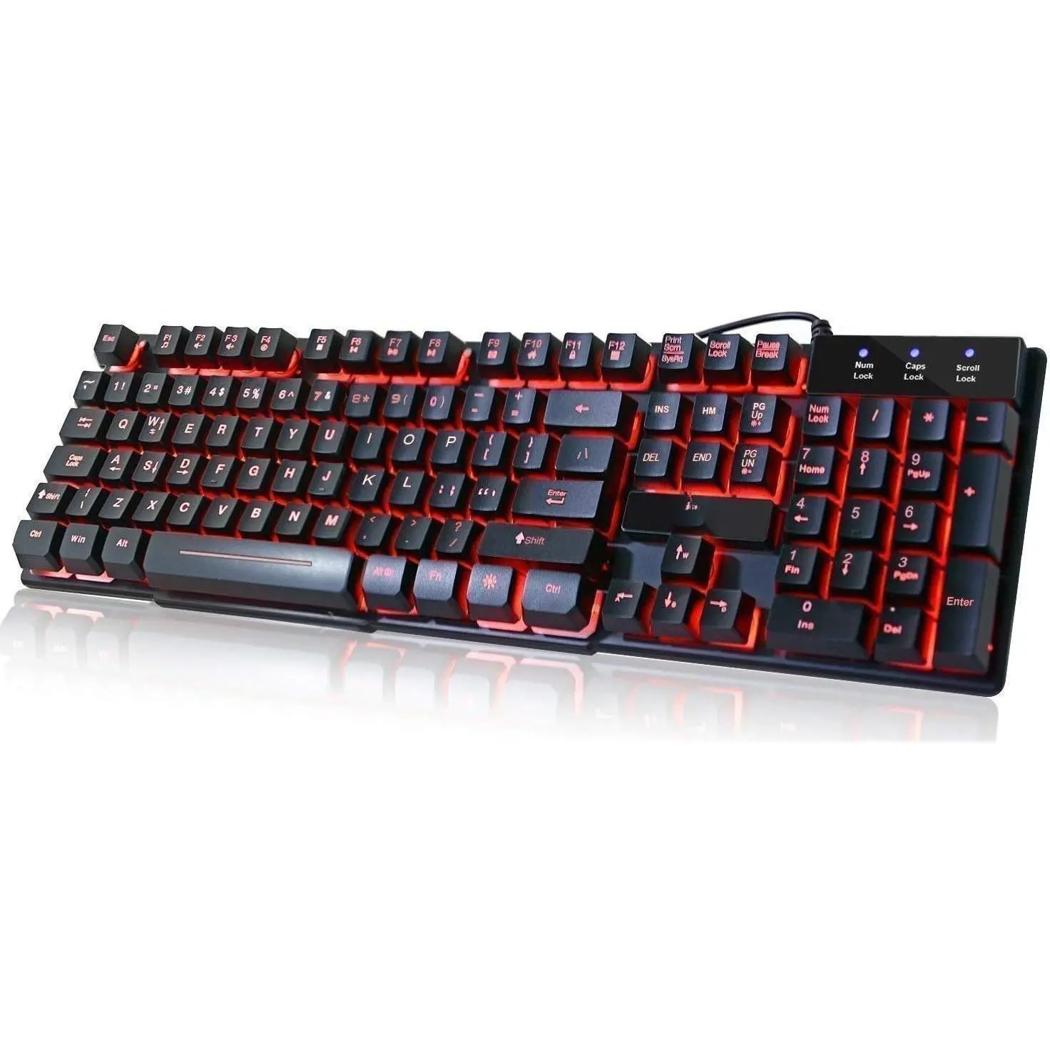 RK100 3 Colors LED Backlit Mechanical Feeling USB Wired Multimedia Gaming Keyboard, Office Keyboard for Working or Primer Gaming,Office Device