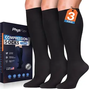 Compression Socks for Women and Men (3 Pairs) Support for Travel, Nurses, Pregnancy, Shin Splints, Sports and Everyday Wear