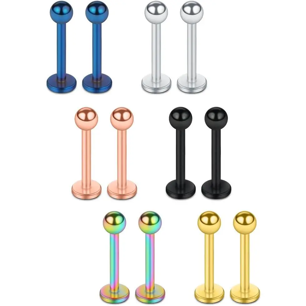 16g Stainless Steel Labret Monroe Lip Tragus Helix Earring Ring 6-12mm