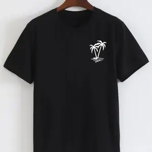 Men's Tropical Coconut Tree Print Round Neck Tee, Summer Clothes Regular Fit Fashion Casual Stretchy Short Sleeve T-shirt for Summer, Men's Top for Daily Wear