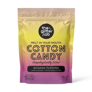 The Glitter Lab Banana Pudding Cotton Candy - Creamy Banana & Vanilla Cookie Crunch Snack - Gourmet Small Batch Handmade in the USA