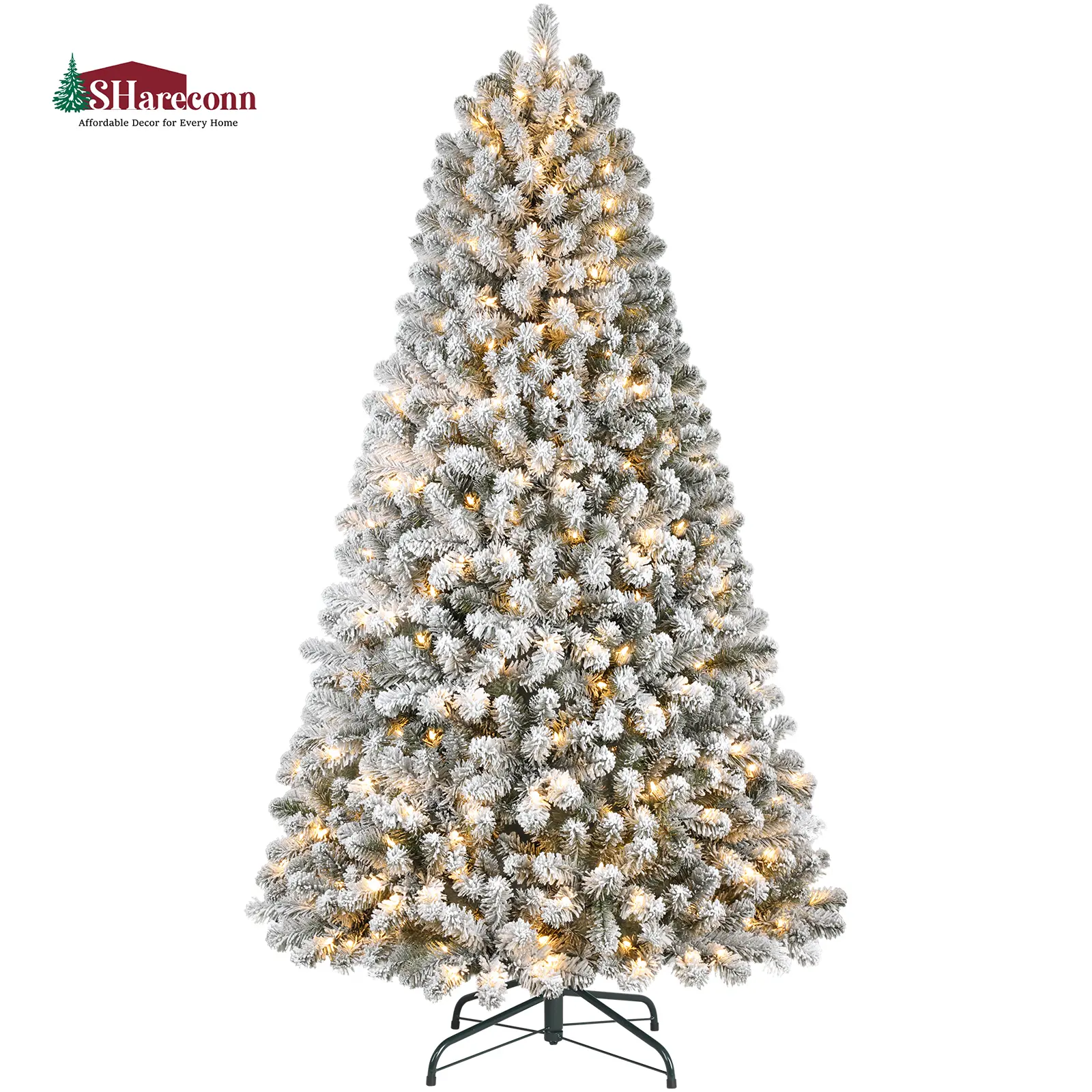 【On sale】SHareconn 4.5/6.5/7.5 FT Pre-Lit Foldable Hinged Branch Christmas Tree, Plug-Powered Floor-Mount Irregular Holiday Decor, Warm White & RGB LED Lights, PE+PVC Tips, Eco-Friendly Durable Lantern Ornaments for New Year's Eve