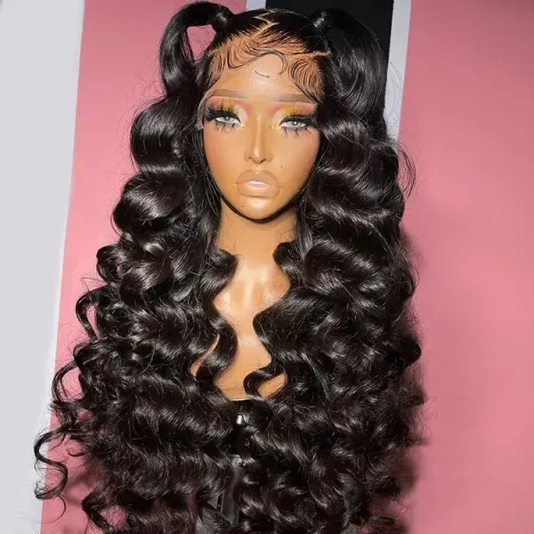 [West Kiss] Loose Wave with Space Buns Glueless Wig 6x8 Lace Closure Wig Loose Curl Stylist Wigs Pre Cut Lace Pre Bleached Lace Knots
