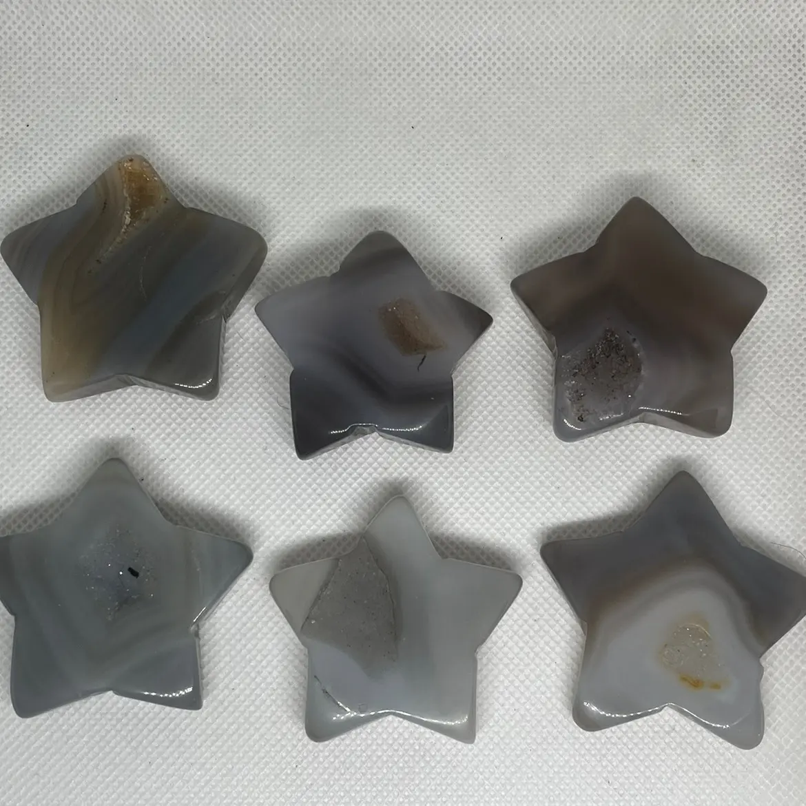 Medium Size Druzy Star Crystal Carvings.