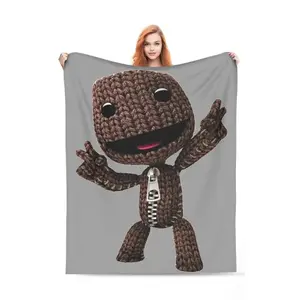 LBP Sackboy Flannel Sofa Blanket Extra Soft Home Bedroom Travel Blanket Soft and Comfortable Winter Blanket Suitable for beds and sofas can also be given as a gift