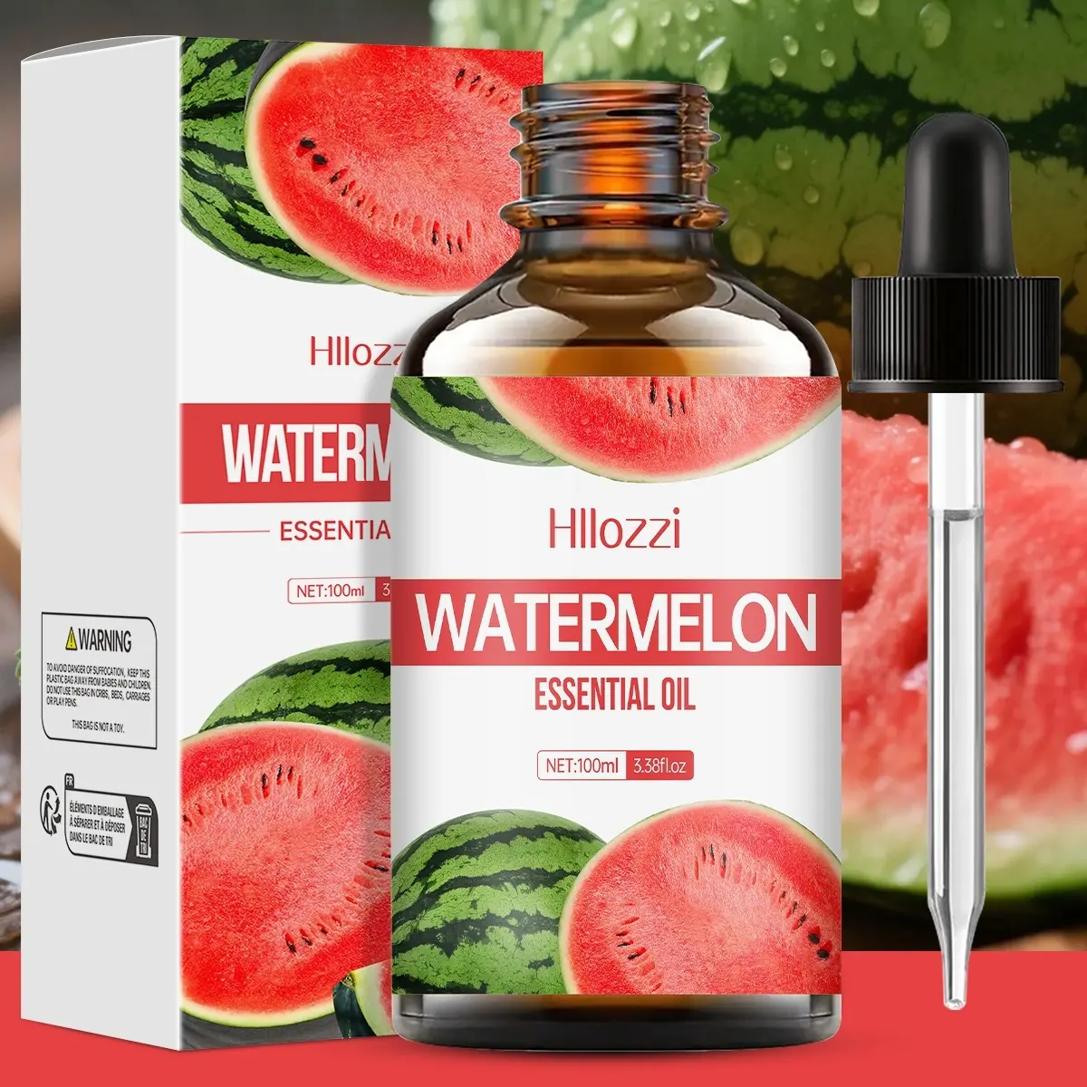 Watermelon Essential Oil 100ML Hypoallergenic Gentle Moisturizing Jojoba Carrier Oil for Nail and Hair Massage, Aroma Diffuser, Humidifier, Suitable for Men and Women, Lightweight Care, Scented Body Oils, Body Oil Fragrance