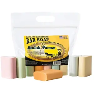 Amish Farms Natural Bar Soap 5-Pack Variety – Handmade Cold Process Moisturizing Soap Bars, Large Hand-Cut, Made in USA