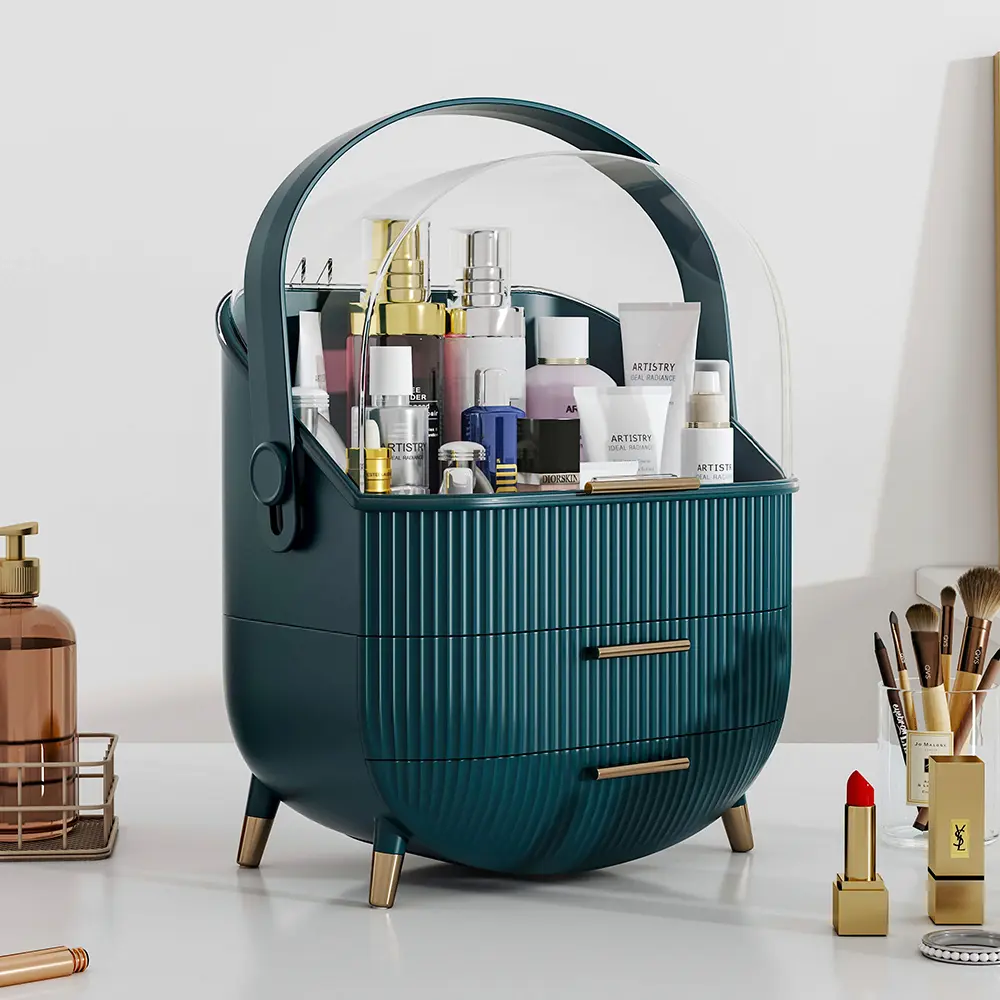 Cosmetics Makeup Storage Box Skincare Organizers with Lid and Drawers