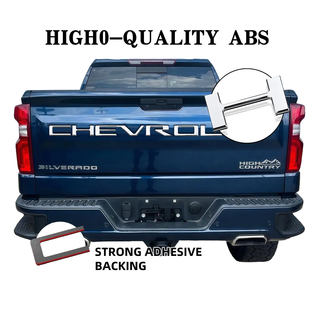 tailgate letters accessories  for 2019 2020 2021 2022 2023 2024 2025 chevy Silverado 3M Strong Adhesive Back Weatherproof ABS Decals Chrome Silver