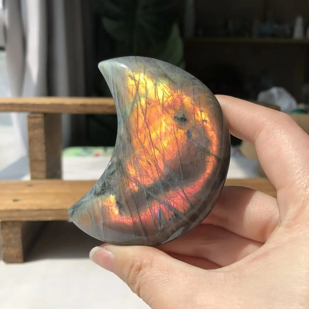Beautiful Natural Crystal Labradorite Moon Collection