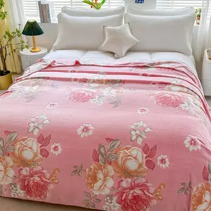 Peony Pattern Blanket Skin-friendly Soft Fluffy Print Throw Blanket Lightweight for Couch Bed Office Camping Travel Floral Blanket Soft Warm Blanket