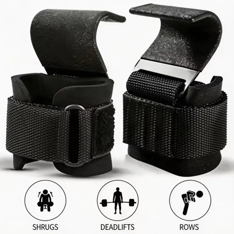 Heavy Duty Weight Lifting Hooks with Wrist Straps, Premium Hand Grip Support for Deadlift, Upright Rows, Strength Training for Men, Cable Rows