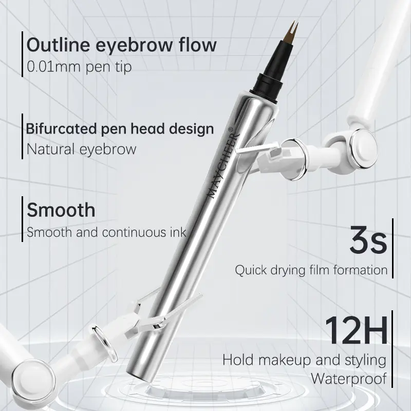 MAYCHEER Women's Microblading Eyebrow Pen - 01#Black, Single Item, 12H Waterproof, Long-Lasting, Hair-Like Strokes, Tinted Gel Brow Enhancer for Thin & Natural Eyebrows