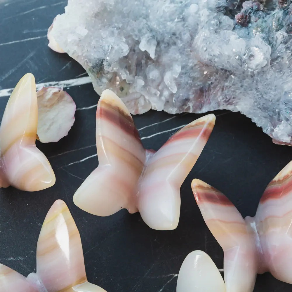 Natural Crystal - Pink Pistachio Calcite Butterfly