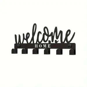 Wall-Mounted Key Hook Rack, Modern Metal Key Holder Easy to Install for Entrance Bedroom Office, Stylish Home Décor Wall Hanging Design