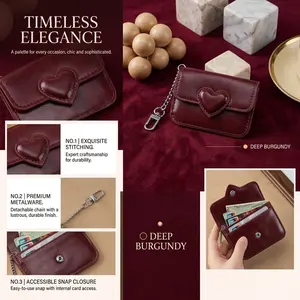 Women’s solid-color minimalist creative heart small wallet—a delicate Mother’s Day gift; portable and lightweight, a handy everyday item.