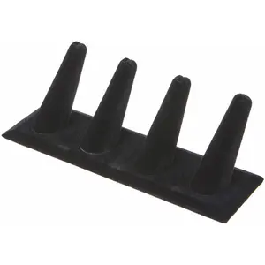 Plymor Ring Finger Display, Four on Rectangular Base, 6" W x 2.125" D x 2.5" H