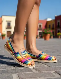 Women's Handmade Mexican Leather Huaraches Flat Slip-On Sandals Model 3050F Round Toe Genuine Leather Upper Comfortable Ethically Made in Mexico Footwear Walking Shoes