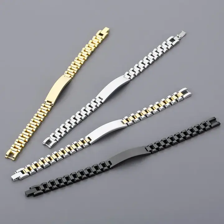 Men’s Presidential Link Bracelet – Premium Stainless Steel Watch-Style Chain – Silver, Gold, Two-Tone & Black Wristbands for Gift