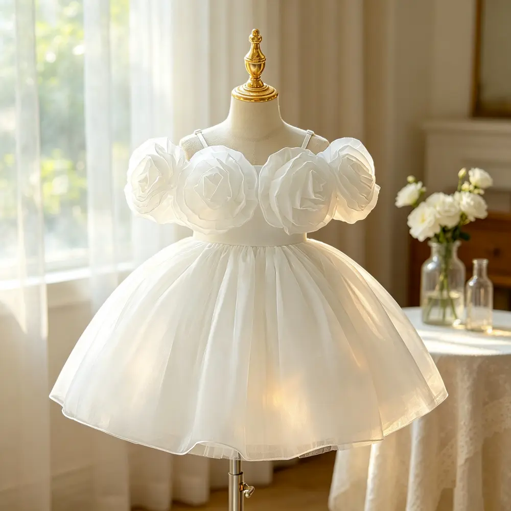 6209 Girls' formal princess dress floral puffy dress suitable for hosting piano recitals and special occasions