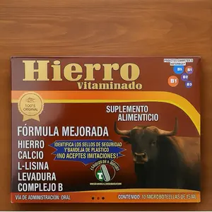 Hierro Vitaminado B12 Antioxidant Dietary Supplement for Healthcare & Edible Fitness with 10 Microbacterias of 15 Formula Mejorada Hierro Calcio L-Lisina Levadura Complejo B