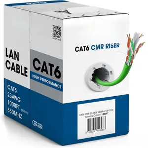 - Cat6  1000ft Bulk Lan Ethernet  6 Wire Network UTP 23AWG CMR Riser 10Gbps 550 MHz Pull Box 1000 , Green
