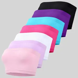 Women's Solid Ruched Wireless Bandeau Bra, Minimalist Breathable Comfortable Seamless Bra, Women's Lingerie for All Seasons, Clothing, Underwear, Wireless Seamless Bras