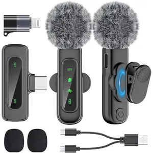 Mini Microphone for iPhone 16/15/14/iPad/Android, Wireless Lavalier Microphone with Magnetic Collar Clip, USB-C Mini Lapel Lav Mic with Noise Reduction for Vlog YouTube TikTok, 12H