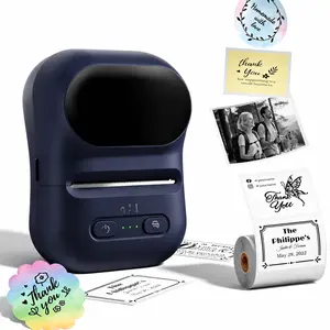 ZRZTM Portable Mini Thermal Printer, Wireless Bluetooth Inkless Pocket Sticker Printer with 1 Roll Paper, 203 DPI USB-C Rechargeable Label Maker for iOS & Android, Photos, Study Notes, Memos, Journals, DIY Labels, Birthday & Christmas Gifts