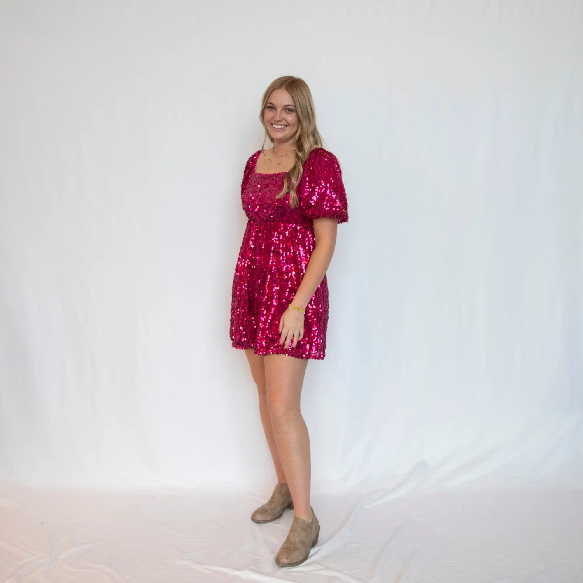 Pretty in Pink Sequin Holiday Romper