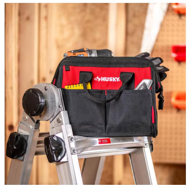 12-in Zippered Tool Organizer Bag with 4 Pockets for Hardware Storage