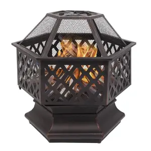 【Summervibes】22in Portable Fire Pit Outdoor Fire Pit Wood Burning Fire Pit Square Steel Fire Bowl With Spark Screen And Poker For Outside Patio, Backyard
