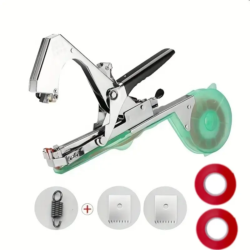 Plant Binding Tool with 2 Rolls of Tape, Efficient Press Binding Solution for Tomatoes, Cucumbers, Grapes & More, Garden Support Accessory Kit