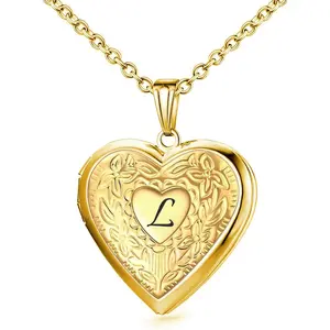Alphabet Initial Letter Love Heart Photo Memory Locket Necklace Holds Pictures Ideal Birthday Gifts