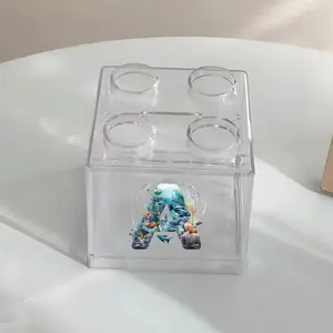 Stackable Coin Bank Building Block, Desktop Decorative Storage Box, Organizer for Currency, Ideal Holiday Gift, Fish & Letter Patterns