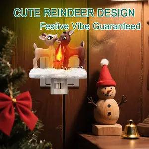 Halloween Spooky Night Light,3D Halloween Light,Snowman Campfire Night Light,Christmas Eve Campfire Flickering Night Light,120V Plug-in Powered for Festive Ambiance