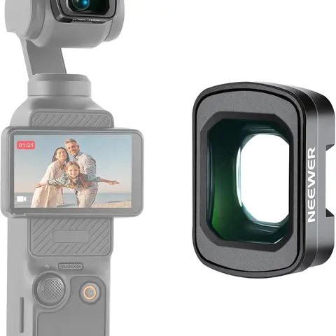 NEEWER LS-45 0.75X Wide Angle Camera Lens for DJI OSMO Pocket 3/4, Magnetic Mount Aspherical Coated Lens for Cameras, 108° Field of View, High Definition, Creative Distortion, Lightweight Content Creator Accessory, Ideal for Sports & Landscape Photography