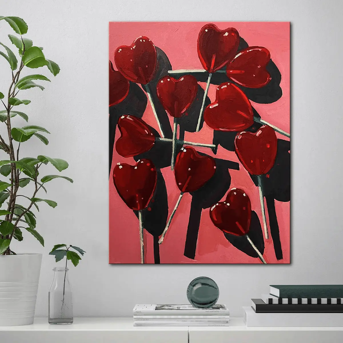 Red Love Lollipop Poster, For Girls' Rooms Painting, Wall Art Painting, Ideal Gift for Hanging Decoration, Valentine, No Framed. Photo Print