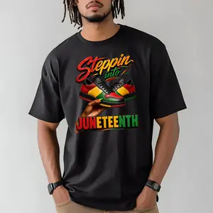 Juneteenth Shirt, Steppin Into Juneteenth Tee, African Pride Sneakers T-Shirt, Black History Graphic Outfit