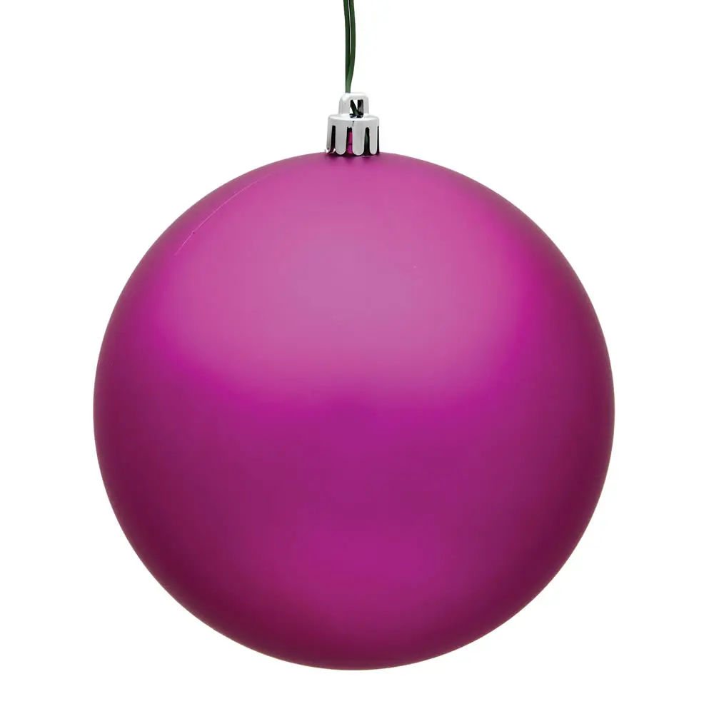 212 MAIN 4.75 in. Round Fuchsia Matte UV-Protected Plastic Ornament Ball, Festive Christmas Home & Room Decoration Ornaments