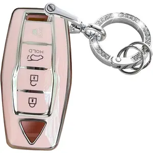Keyless Entry Systems for Mitsubishi Key Fob Cover Fits for Mitsubishi Outlander 2021 2022 2023 Remote Key (Pink-Silver)