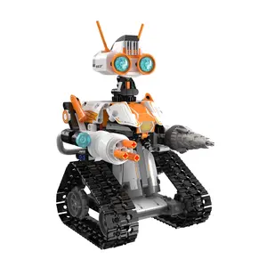 CaDA Mars Exploration Robot Kit- 2 Z.BOT White Orange Design with Golden Eyes 434 Blocks Remote Control Features LED Lights Educational Toy