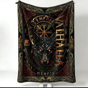 Viking Throw Blanket Soft Flannel Norse Mythology Rune Vegvisir Cozy Lightweight Blanket Celtic Knot Design Viking Gifts Home Decor Couch Office Lap Blanket Teens Adults Gamer Blanket