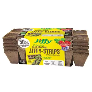 NEW 50-Cell Peat Strip Seed Starter Trays — Ideal for Germination & Easy Transplanting Jiffy