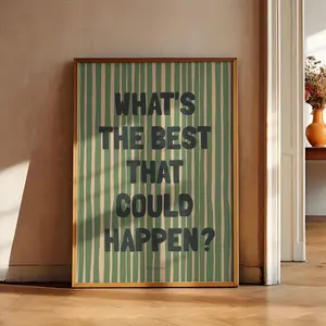 What's The Best That Could Happen Print Unframed- Uplifting Quote Inspirational Wall Art, Aesthetic Sage Green Wall Art, Dopamine Decor Printable Art, Vintage  Prints Wall Decor, Kitchen Decor Photo Decoration