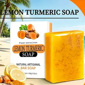 Lemon Turmeric Kojic Acid Soap, Organic Brightening Cleanser, Dark Spot Corrector for Face & Body wash homemade