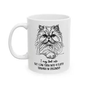 Persian Cat Mug, Fun Ceramic Coffee Cup Gift for Cat Lovers, 11oz 15oz Tea Mug, Cat Lady Kitchen Decor, Cute Feline Kitten Drinkware, Cat