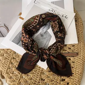 's Paisley Print Scarf - 70% Wool & 30% Silk Blend, Soft & Luxurious Square Scarf with Earthy Tones, Autumn/Winter Fashion Accessory for Versatile Style, Winter Scarf | Earthy Tones Accessory | Warm Wrap Scarf