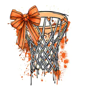 Basketball Dripping Net With Bow Direct To Film Print, DTF Print, Ready To Press Print For T-Shirts