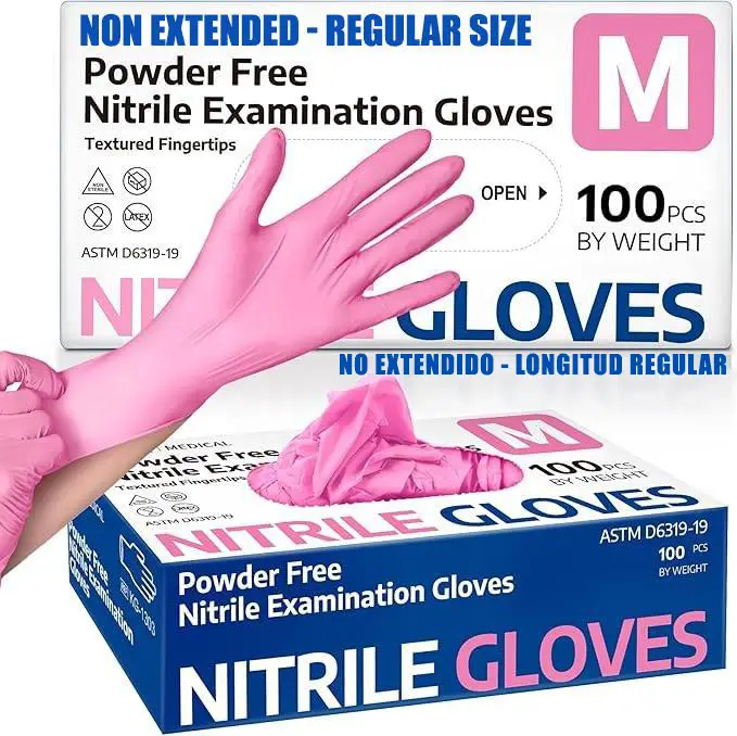 3.5 Mil Powder-Free Nitrile Exam Gloves 100Pcs, Colors: Pink, Purple, Blue or Black for Medical, Baking and Food Preparation Use - Hand, Rubber, Clea